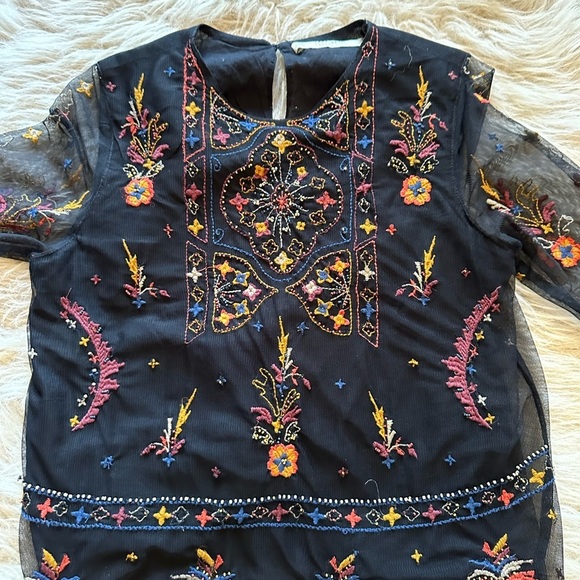ZARA BEADED AND EMBROIDERED MESH TOP - Picture 2 of 7